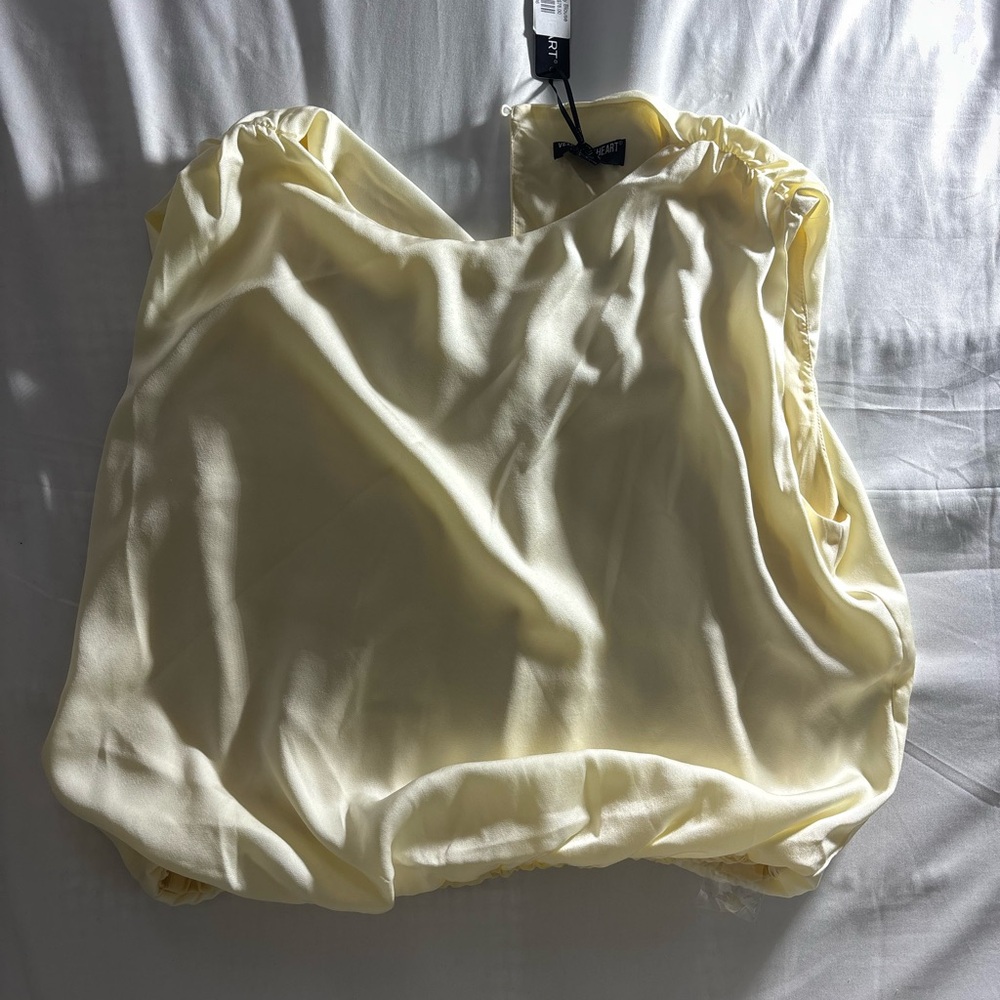 Velvet Heart Light Yellow Satin-Feel Gathered Neck Cami